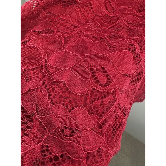 Torrid Mock Neck Fit & Flare Mini Dress Lace Jester Red Velvet Trim Plus Size 26 - Picture 9 of 16